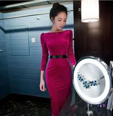 Clobee 2020 M. Žiemos Korėjos Aksomo Moterų Suknelė Ilgai Pack Klubo Lankas Seksualus, Elegantiškas Ponios Suknelės, Šaliai, Vestuves Femme Vestidos Q481