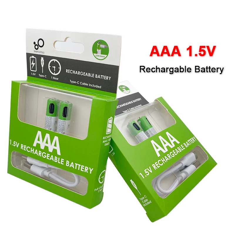 2vnt/daug 1,5 V AAA rechatgeable baterija 550mWh USB li-ion baterijos AAA, Nuotolinio valdymo belaide pele + Kabelis