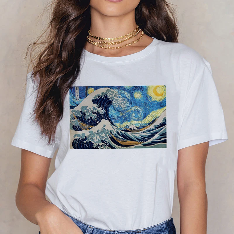 Van Gogh marškinėlius femme spausdinti ulzzang pora drabužių kawaii 