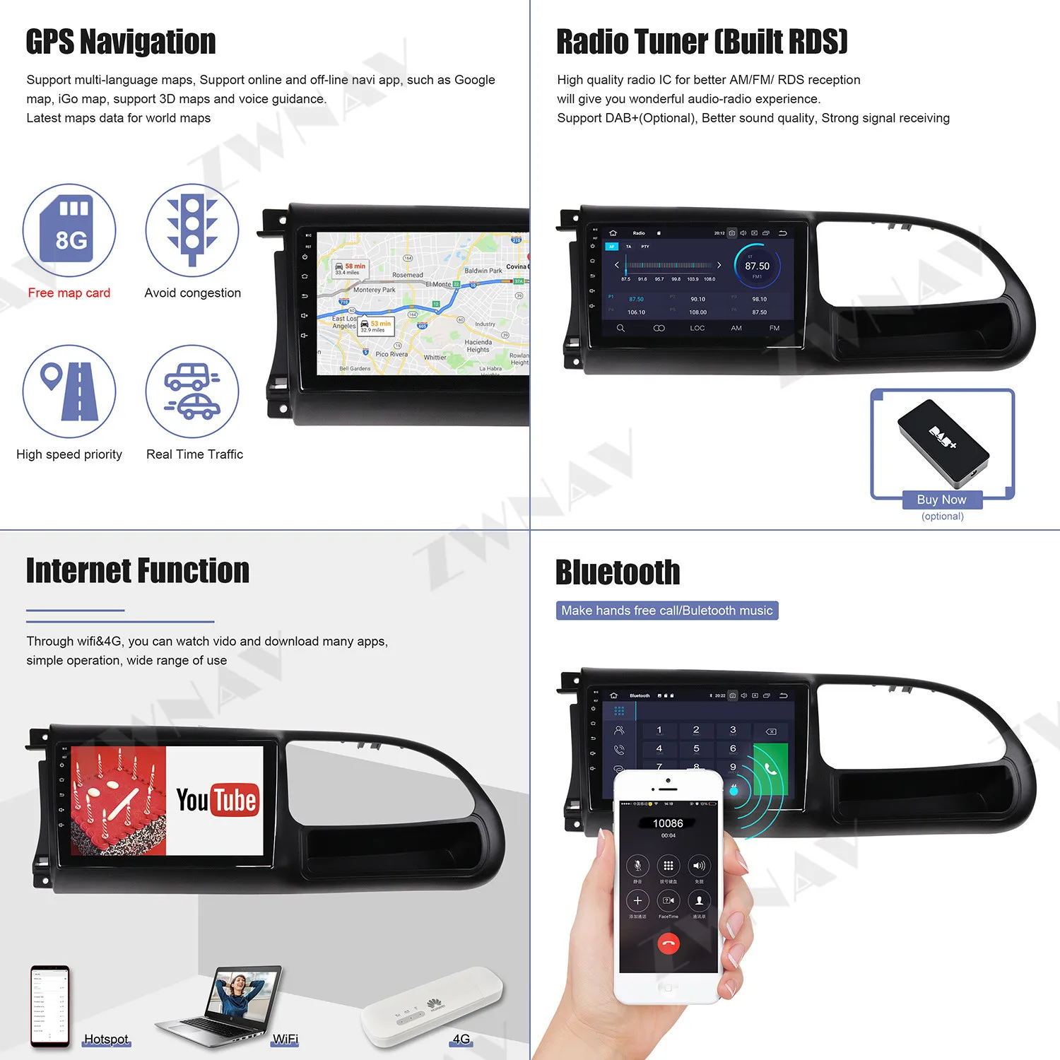 IPS DSP Android 9.0 automobilio multimedijos grotuvo Ford Transit 2010-2016 GPS Glonass navigacijos radijas stereo galvos vienetas wi-fi nemokamas žemėlapio