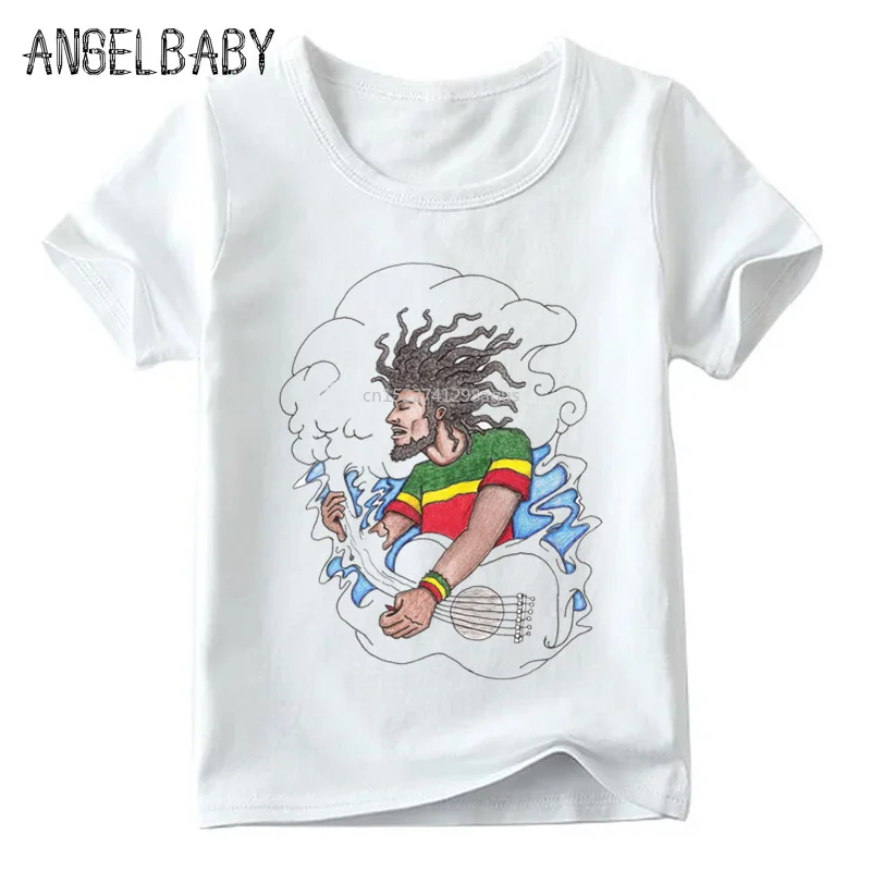 Vaikai Jamaika Dainininkas Bobas Marley Reggae Rastafari Spausdinti Juokingi marškinėliai Vaikų Vasaros Viršūnes Berniukų ir Mergaičių White T-shirt,ooo4118