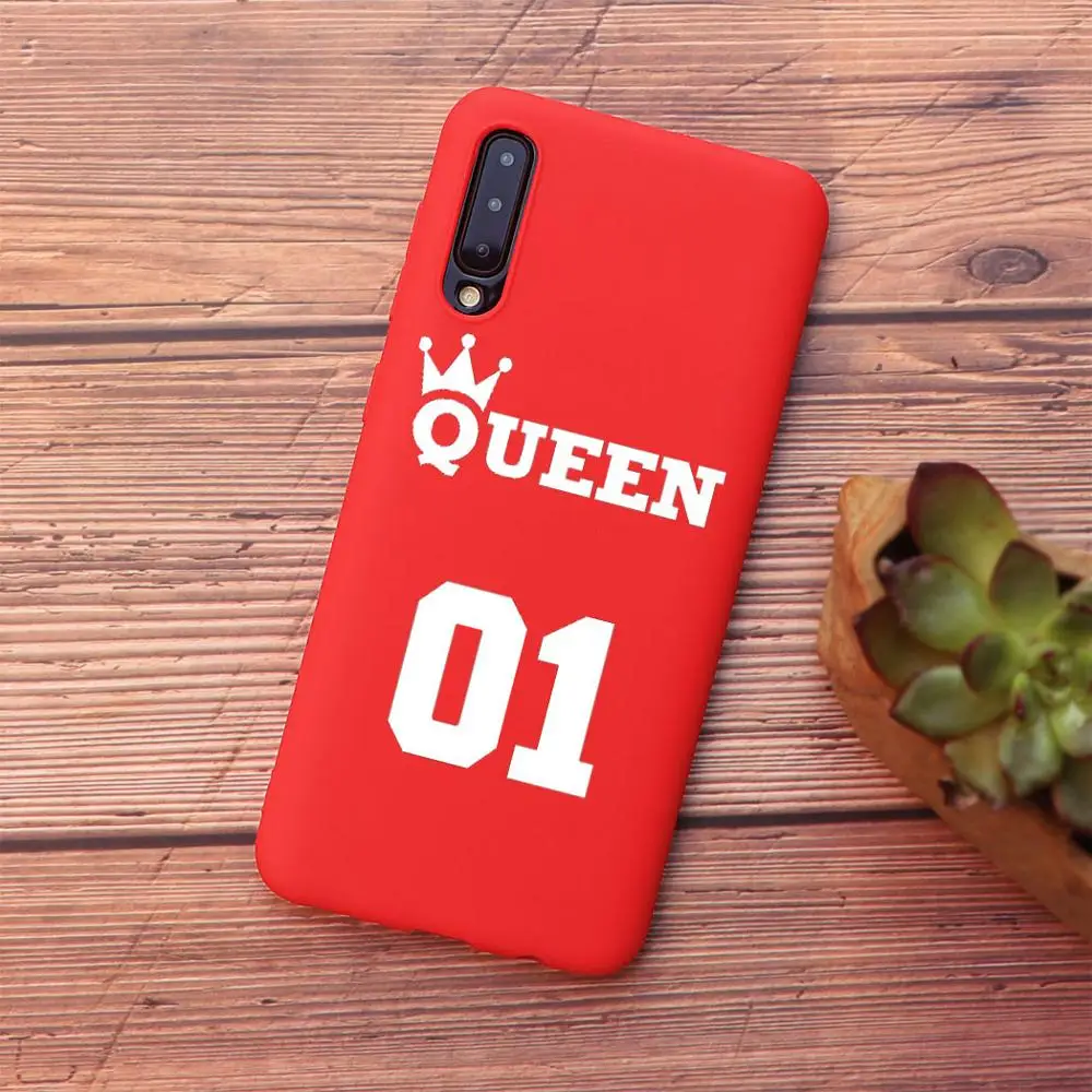 Citatos karalius ir Karalienė 01 Raudona juoda Pora telefono dėklas Samsung A50 A70 S10 plius S20 plius S9 Plus S8 Plius Minkštos TPU Silikono Padengti