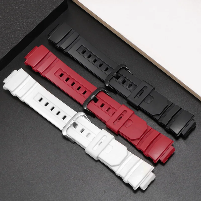Yopo Minkšto Silikono Watchband 16mm Juoda Balta Raudona juosta Su Pin Sagtis Diržo Pakeitimas AW-591/590/5230AWG-M100/101