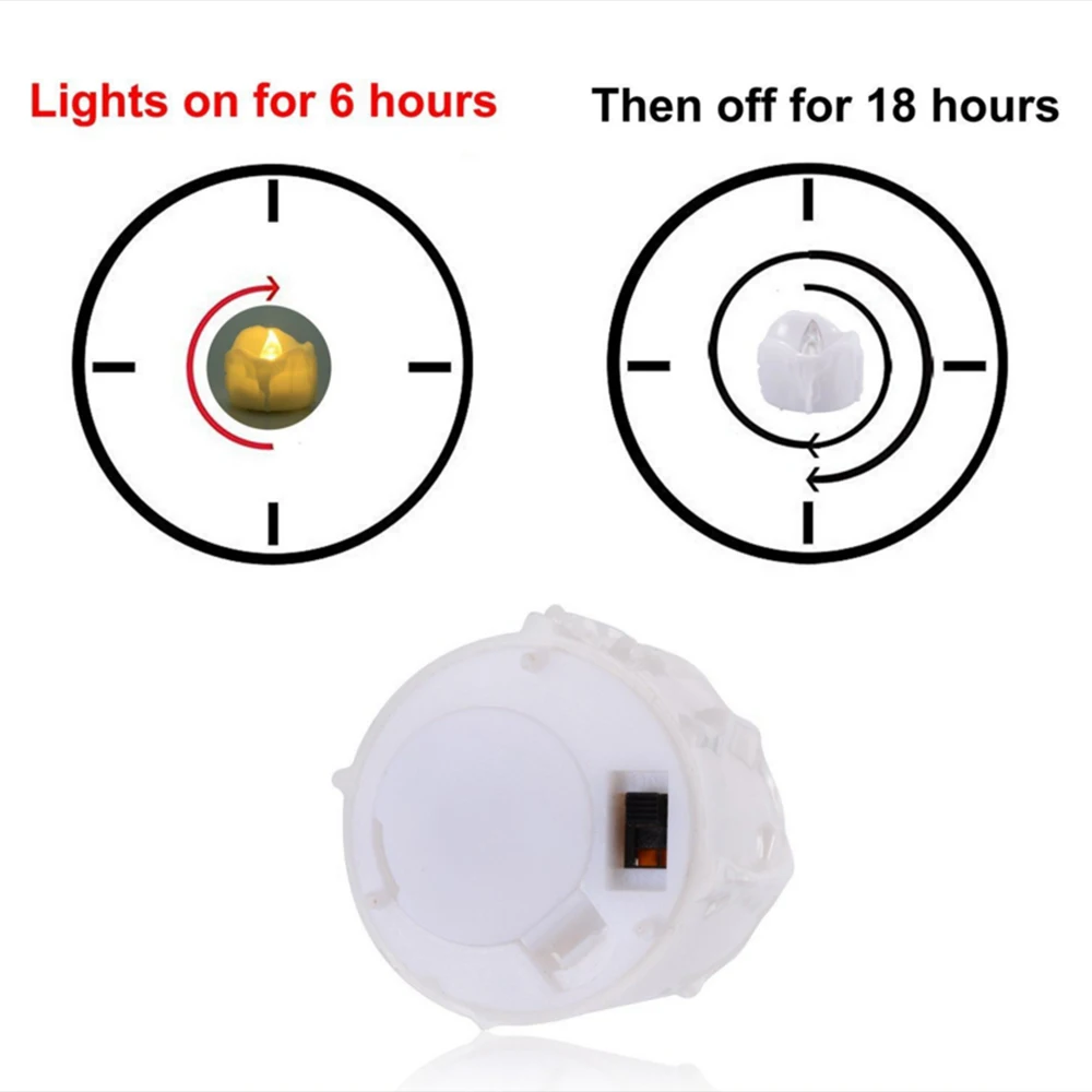 24Pcs/daug Žvakių Šviesos Mirgėjimas LED Tealight su Laikmatis Elektroninių Bougie Lempa su Baterija Atostogų Apdaila