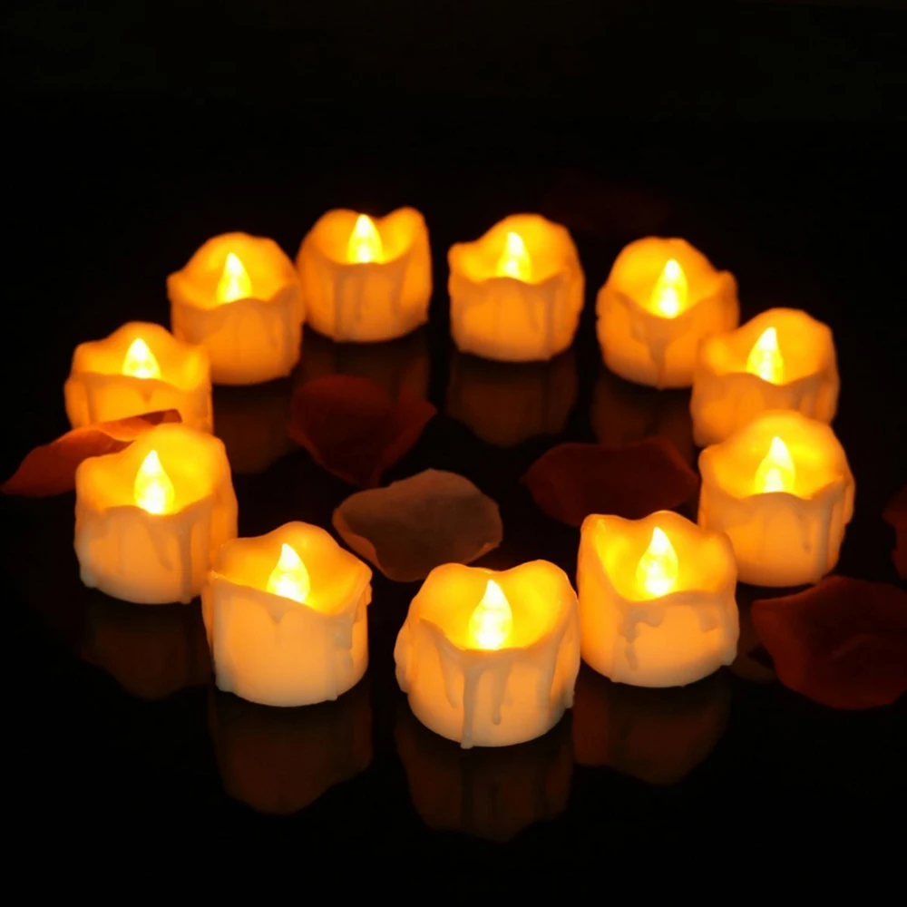24Pcs/daug Žvakių Šviesos Mirgėjimas LED Tealight su Laikmatis Elektroninių Bougie Lempa su Baterija Atostogų Apdaila