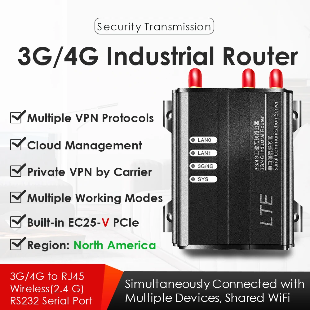 4G/3G LTE Pramonės Belaidžio WiFi Router 2.4 HZ, 300 W/SIM Kortelės Lizdo EB25-V 