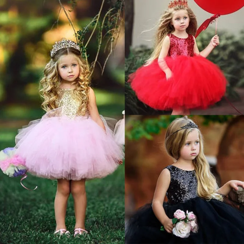 Baby Girl Princesė Suknelė Mergaitėms Išgalvotas Vestuvių Suknelė Vaikai Rankovių Blizgučiai Šalis Gimtadienį Krikšto Suknelė Mergina Vasaros Suknelės