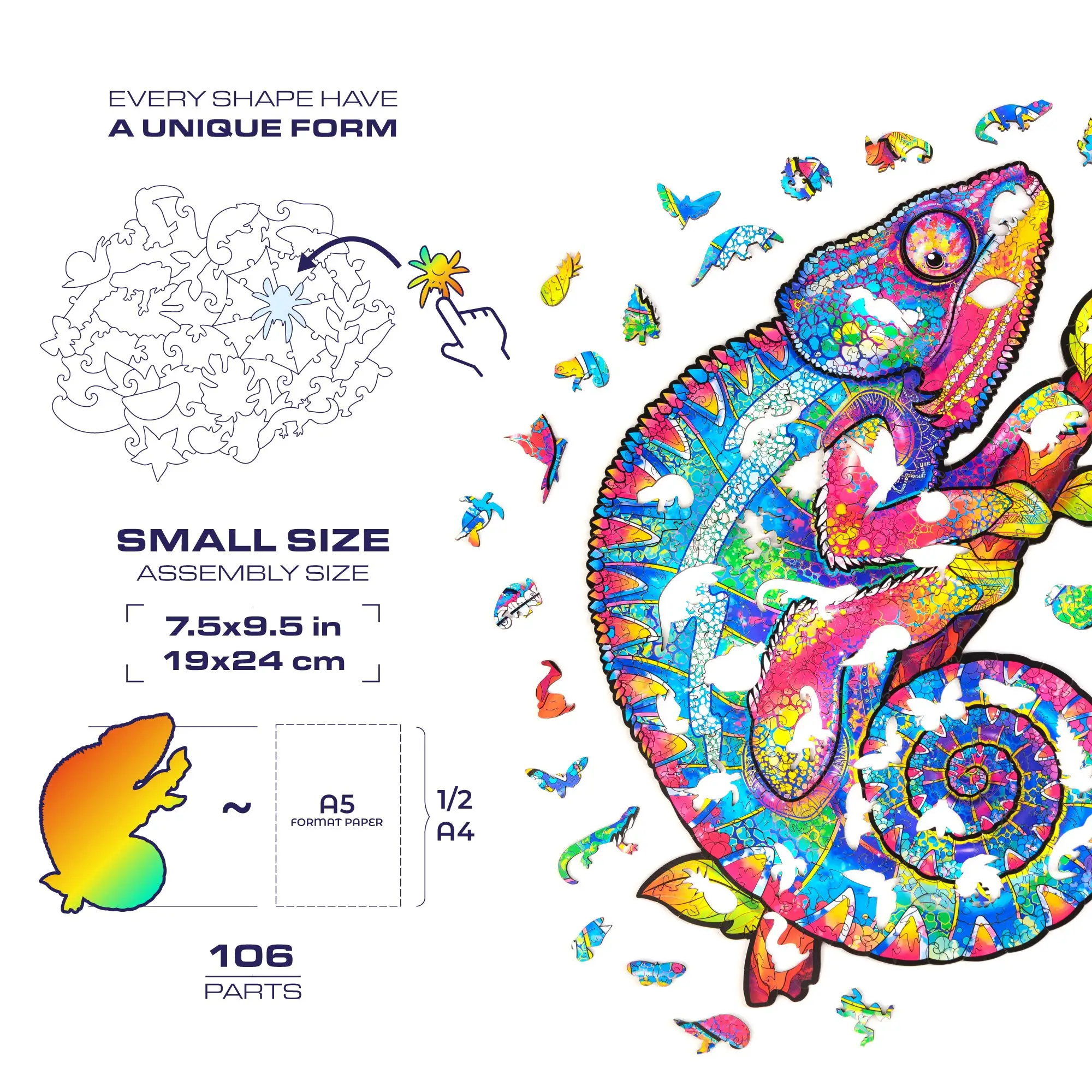 Chameleonas Unikalių Medinių gyvūnų Jigsaw Puzzles Paslaptingą Įspūdį Dovana Suaugusiems, Vaikams, Švietimo Dėlionė Dovana Interaktyvūs Žaislai