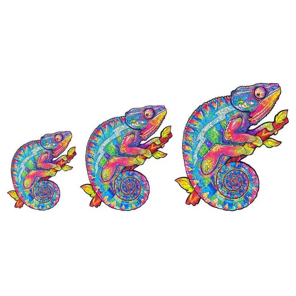 Chameleonas Unikalių Medinių gyvūnų Jigsaw Puzzles Paslaptingą Įspūdį Dovana Suaugusiems, Vaikams, Švietimo Dėlionė Dovana Interaktyvūs Žaislai