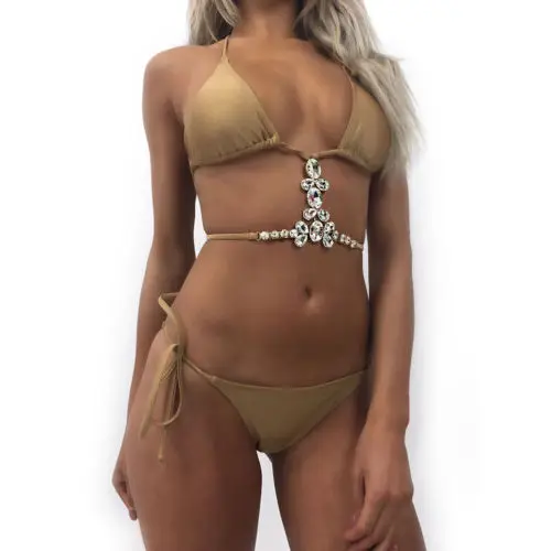 Meihuida 2019 Naujas Vasaros Moterims Moteriški Blizgučiais Kristalų Diamond Push-up Bikinis Nustatyti Tvarstis Thong maudymosi kostiumėlį, maudymosi Kostiumėliai, Maudymosi Kostiumą