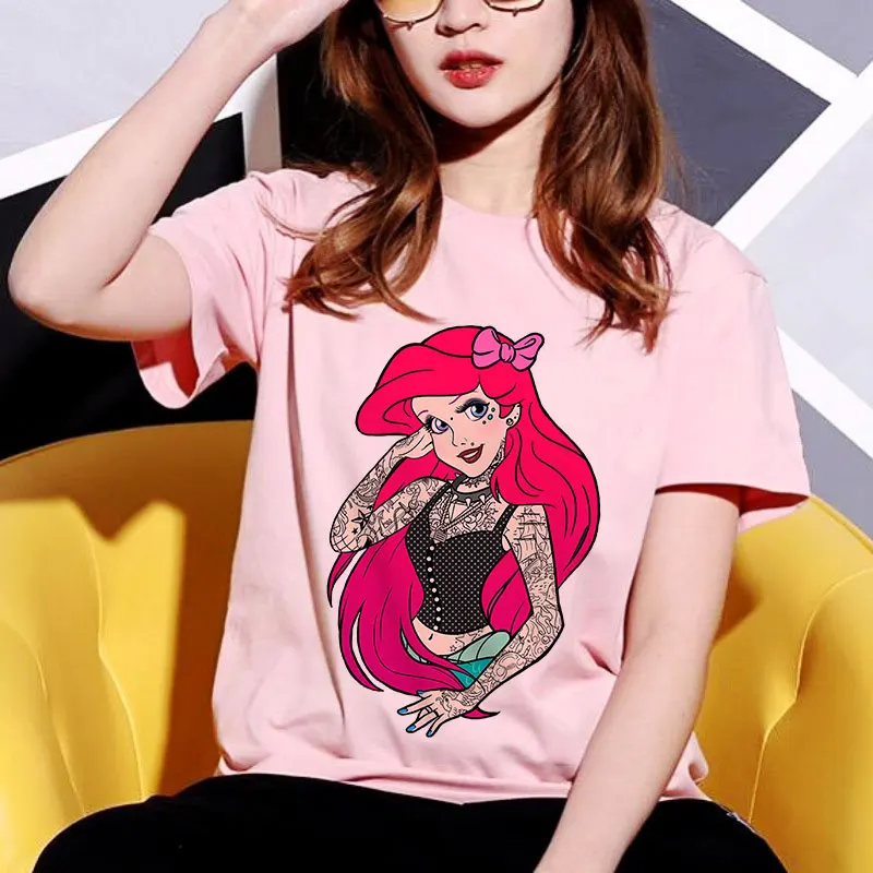 Vasaros Įdomus Naujas Princesė snieguolė Spausdinti marškinėliai moterims Harajuku Animacinių filmų Atsitiktinis Topai Marškinėliai, Femme Camisetas Verano Mujer 2019