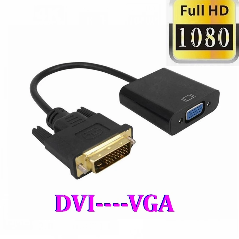 100vnt DVI į VGA DVI-D-VGA Adapterio Kabelį 24+1 25 Pin DVI Vyrų 15 Pin VGA Moterų Konverteris Video Jungtis