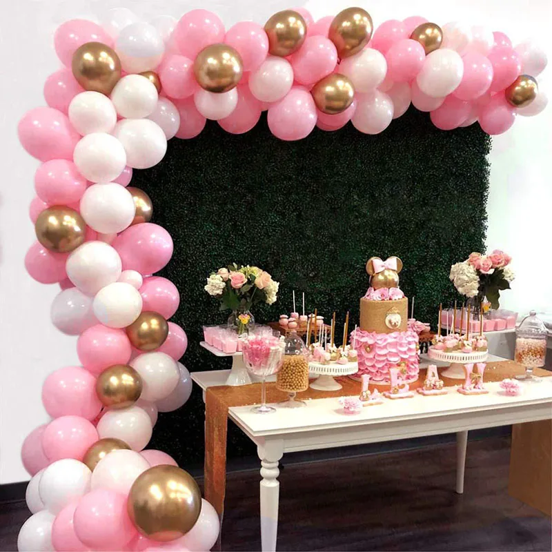117pcs latekso balionas gimtadienio Globos vestuvių dekoravimas rausvos spalvos, balto aukso vainikas arch romantiška nustatymas baby shower