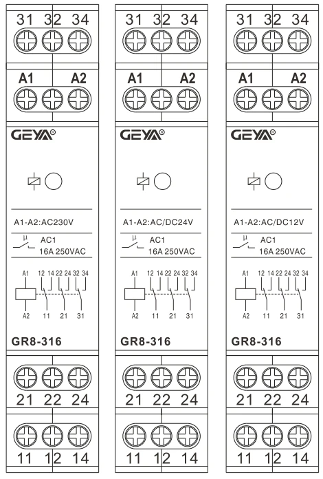 GEYA GR8 Tarpinės Jungiklis AC/DC12V 24V 48V 110V AC230V Pagalbinė Relė 8A 16A 1SPDT 2SPDT 3SPDT Elektroninės Relės Perjungimas