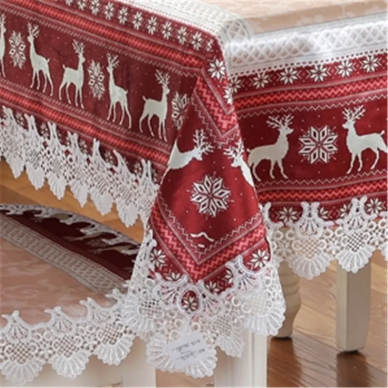 Mėlynos Ir Raudonos Kalėdinė Staltiesė Europos Stiliaus Ožkos&Sniego Danga Padėkos Staltiesė Manteles De Navidad Namų Šaliai Dekoro