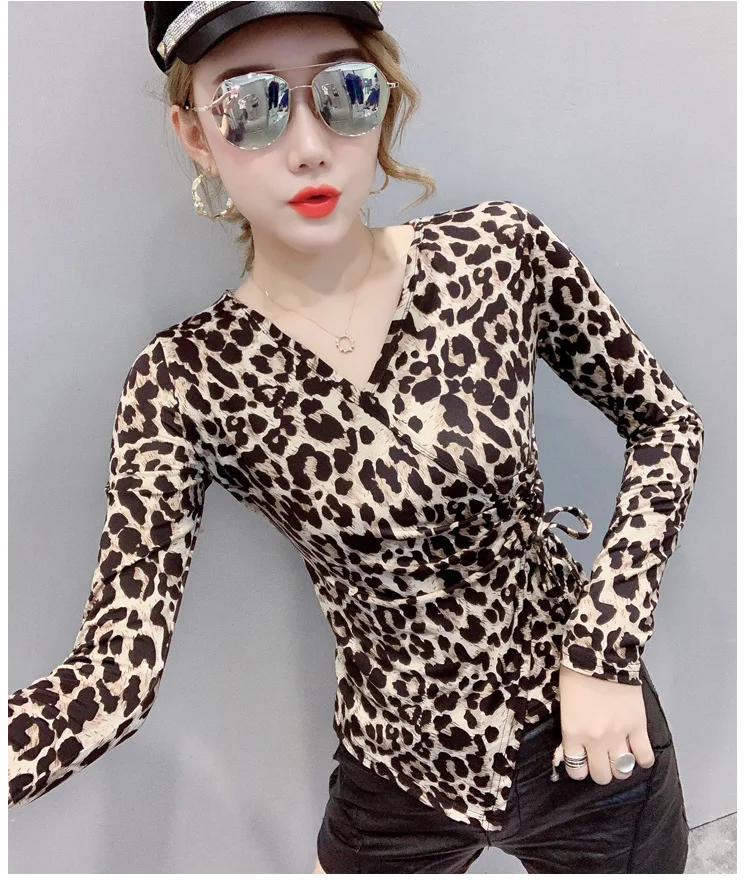 Nauji Karšto 2020 M. Moteris Leopard lotynų Šokių Top Girl Dancewear Sexy V Kaklo Pramoginiai Samba Tango Flamengo Šokių Slim T-shirt Kostiumas