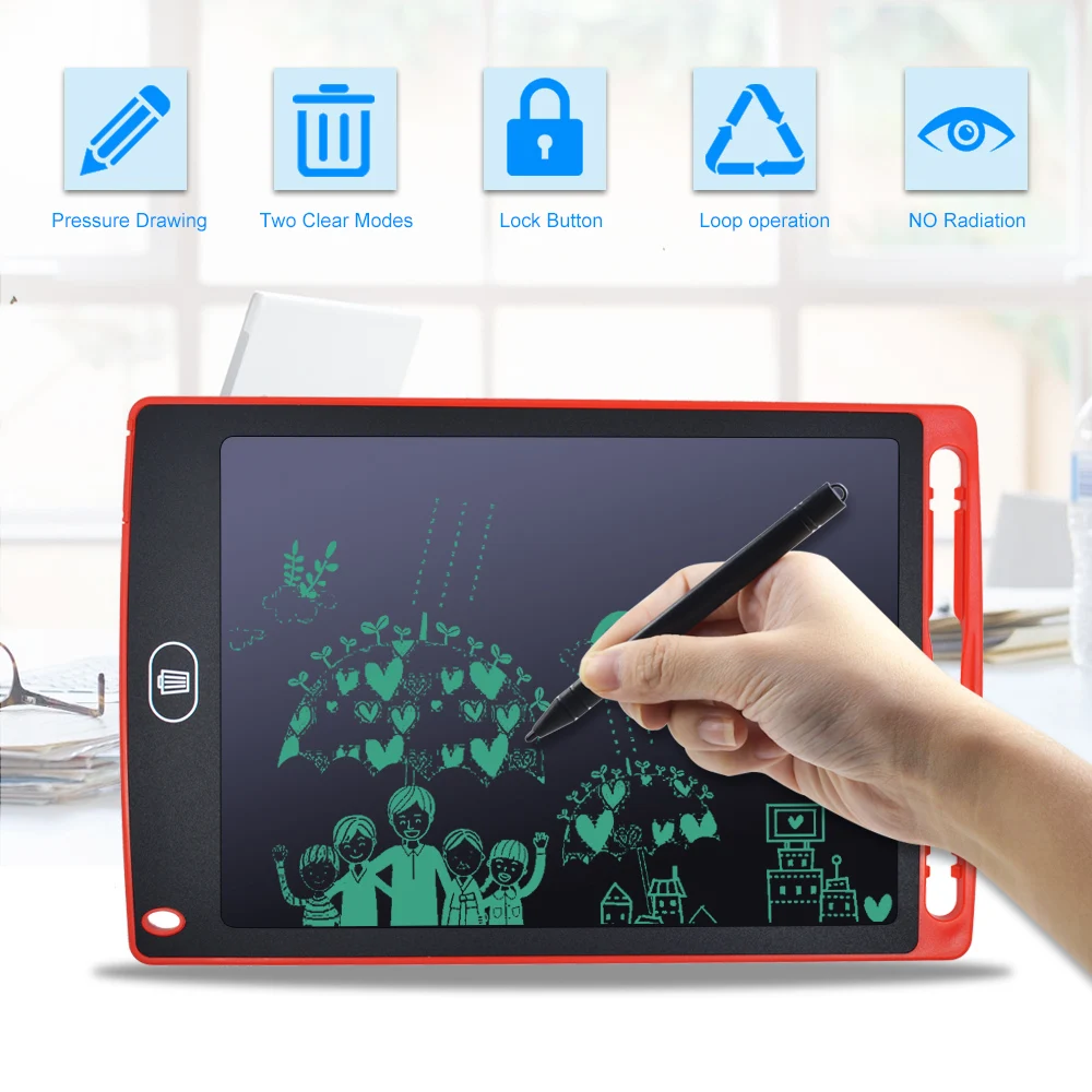 8.5 Colių LCD Smart Vertus-Raštu Tabletė Elektroninę Užrašinę Vaikų Piešimo Grafika Rašysenos Valdybos Švietimo Žaislas Mygtuką Baterijos