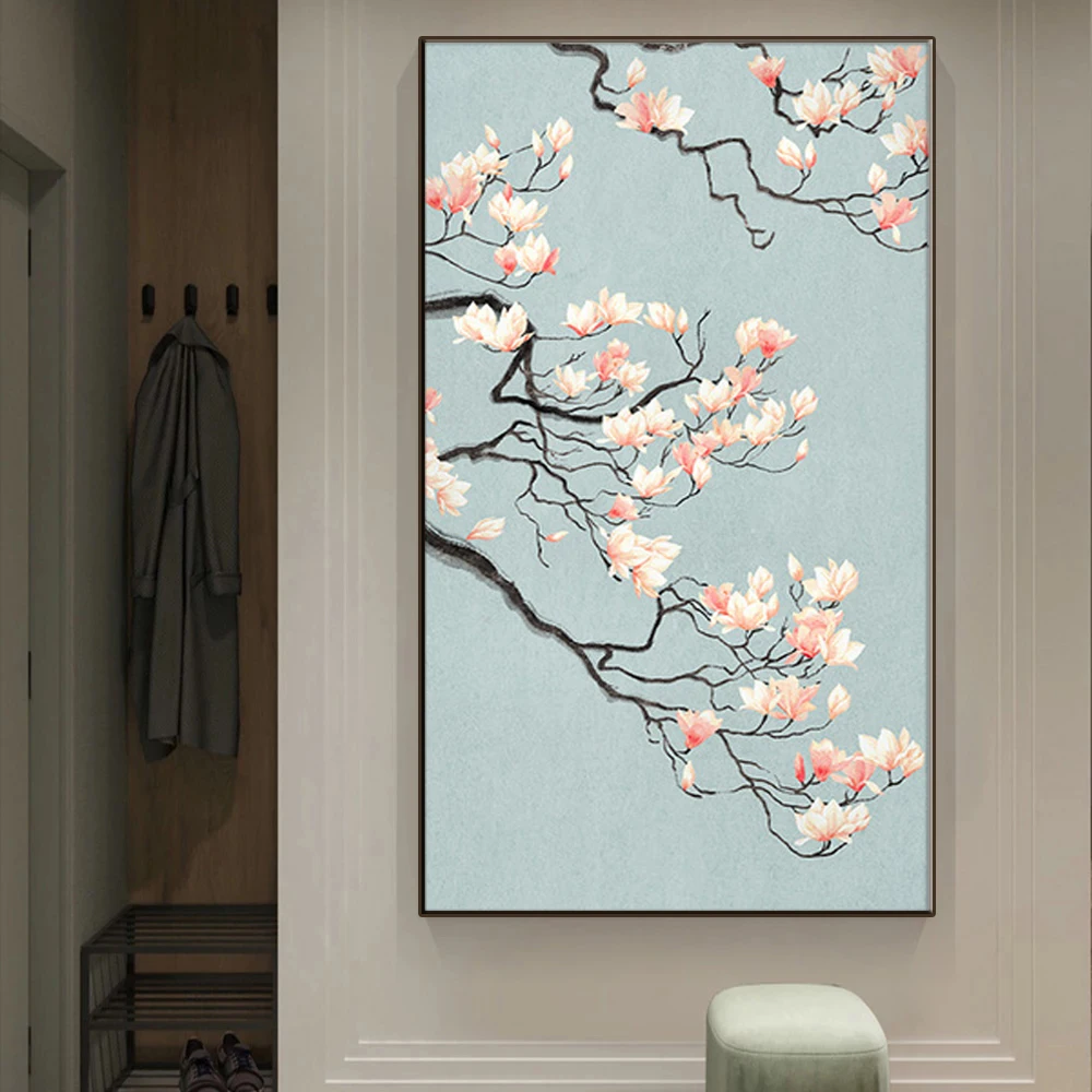 Kinijos gėlių drobė menas, plakatų ir grafikos gyvenamojo kambario, miegamojo, koridoriaus tradiciniai sienų dekoravimo meno nuotraukas