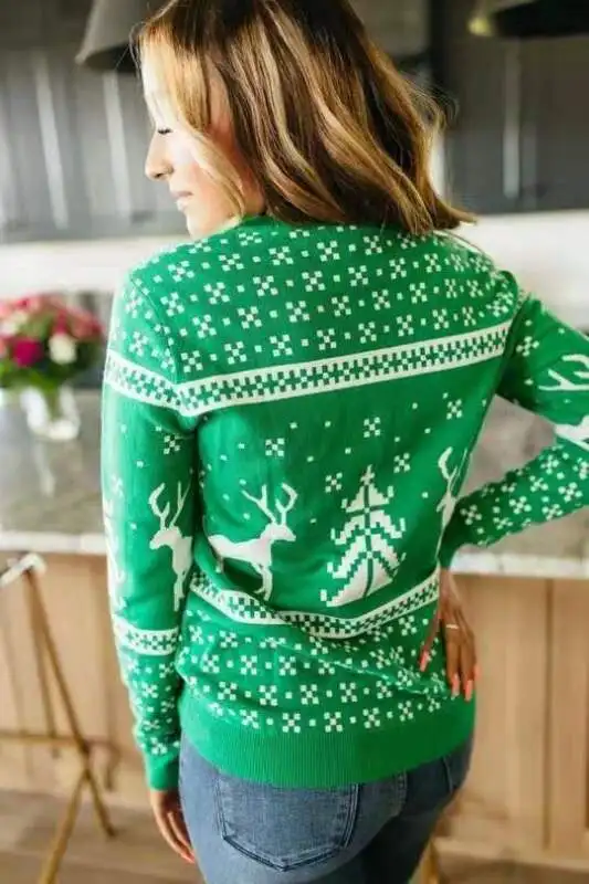Moterys Kalėdos, Kalėdos Žiema Šilta Viršūnes Ponios Nėriniai Megztinis (Puloveris Top 2020 Naujas Mados Long Sleeve O-Kaklo Spausdinti Moterų Drabužiai