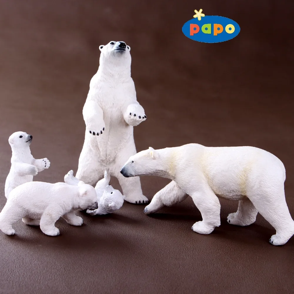 Papo Naujas Modeliavimo Gyvūnų Žaisti Polar Bear Šeimos Kostiumas 5~13cm Vaikų Žaislas Modelis Rinkti