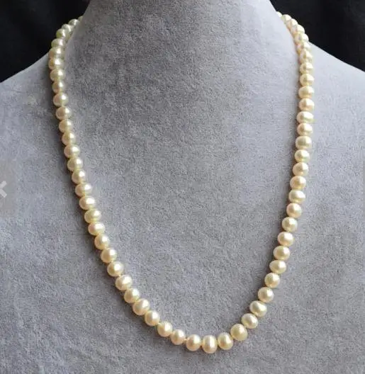 Unikalus Perlų papuošalų Parduotuvė Originali Perlų Vėrinį Baltos Apvalios 7mm Nekilnojamojo Gėlavandenių Perlų Vėrinį Fine Jewelry