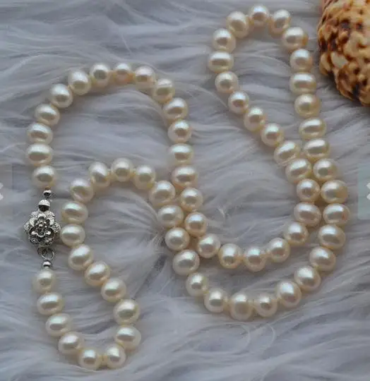 Unikalus Perlų papuošalų Parduotuvė Originali Perlų Vėrinį Baltos Apvalios 7mm Nekilnojamojo Gėlavandenių Perlų Vėrinį Fine Jewelry
