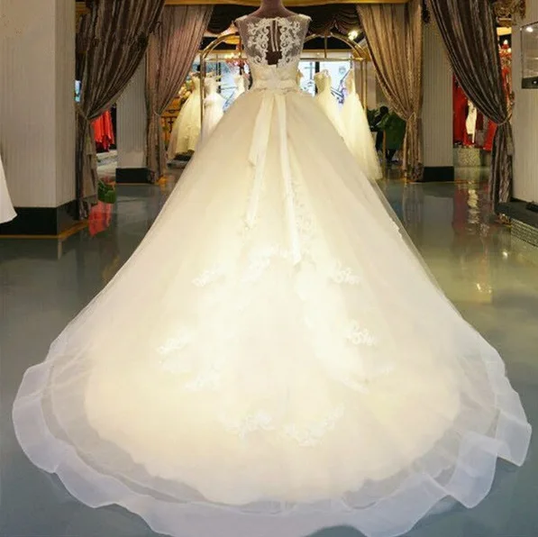 Vien Nėrinių Appliques-Line Vestuvių Suknelės, Puošnios Atvira Nugara Oficialų Vestuvinės Suknelės 2019 Kuklus Vestidos De Mariee Rankovių
