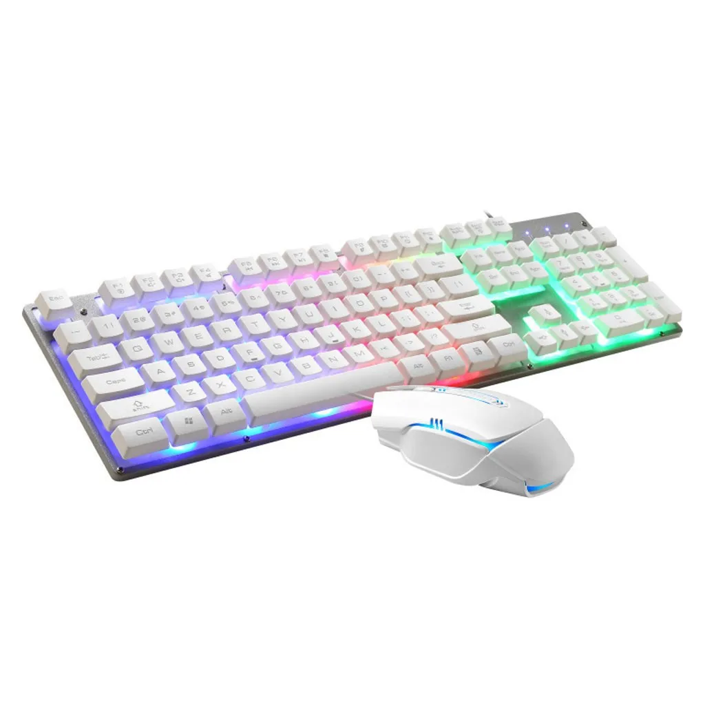 STARSHINE Klaviatūros, pelės rinkinys, skirtas pc gamer pc žaidimų pelės Laidinio USB Žaidimų Nustatyti Kompiuterinių 104 Key Keyboard USB 7 spalvų šviesos