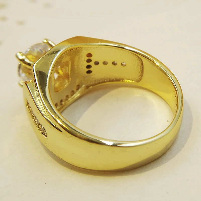 Gotikos Aukso Spalvos Nerūdijančio Plieno Vyrų Žiedas Apdaila Grupių Kubinių Cirkonio Kristalų Mados Žiedai Vyrams Šalis, Žiedas, Papuošalų anel