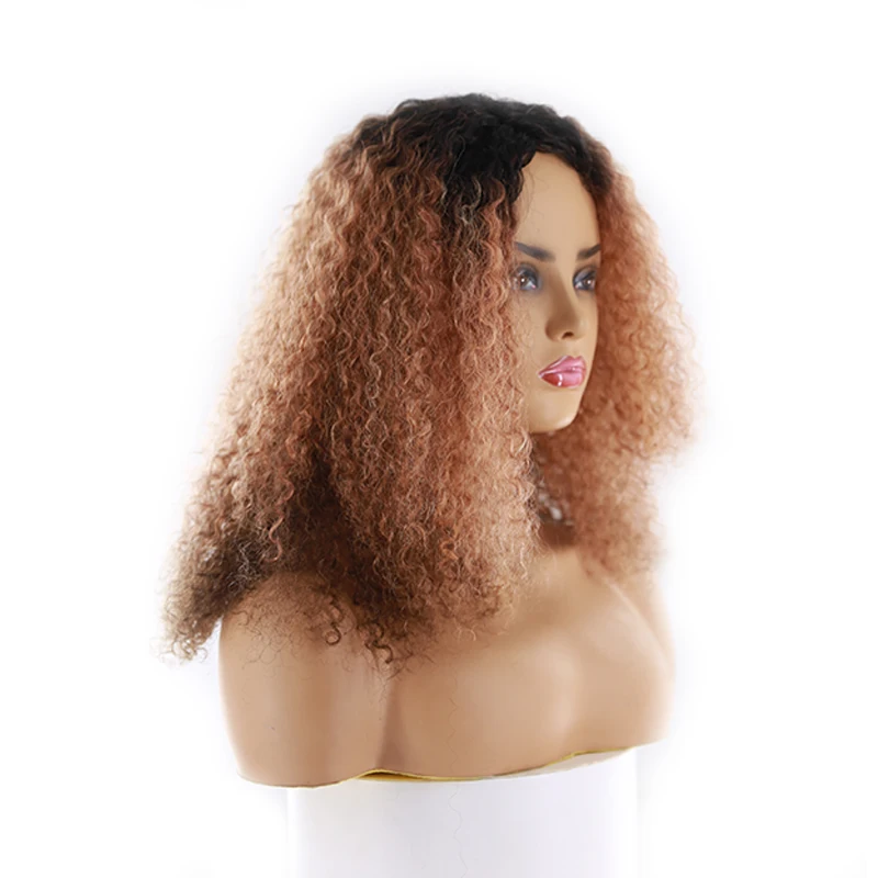 Afro Keistą Garbanoti Perukai KEMY PLAUKŲ Brazilijos Remy kol Žmogaus Plaukų Perukai Už juodaodžių Moterų Prieš Nupeštos Valsčiaus L Dalis Nėriniai Perukas