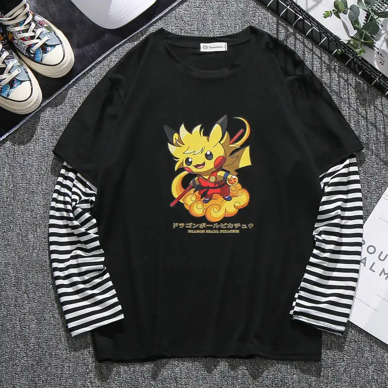 Kietas Pichaku Marškinėlius Mielas Amino Print T-marškinėliai Vyrams, Moterims, Pokemon ilgomis Rankovėmis Laisvi Marškinėliai Juokinga Japonijos Animacinių filmų Marškinėlius Streetwear
