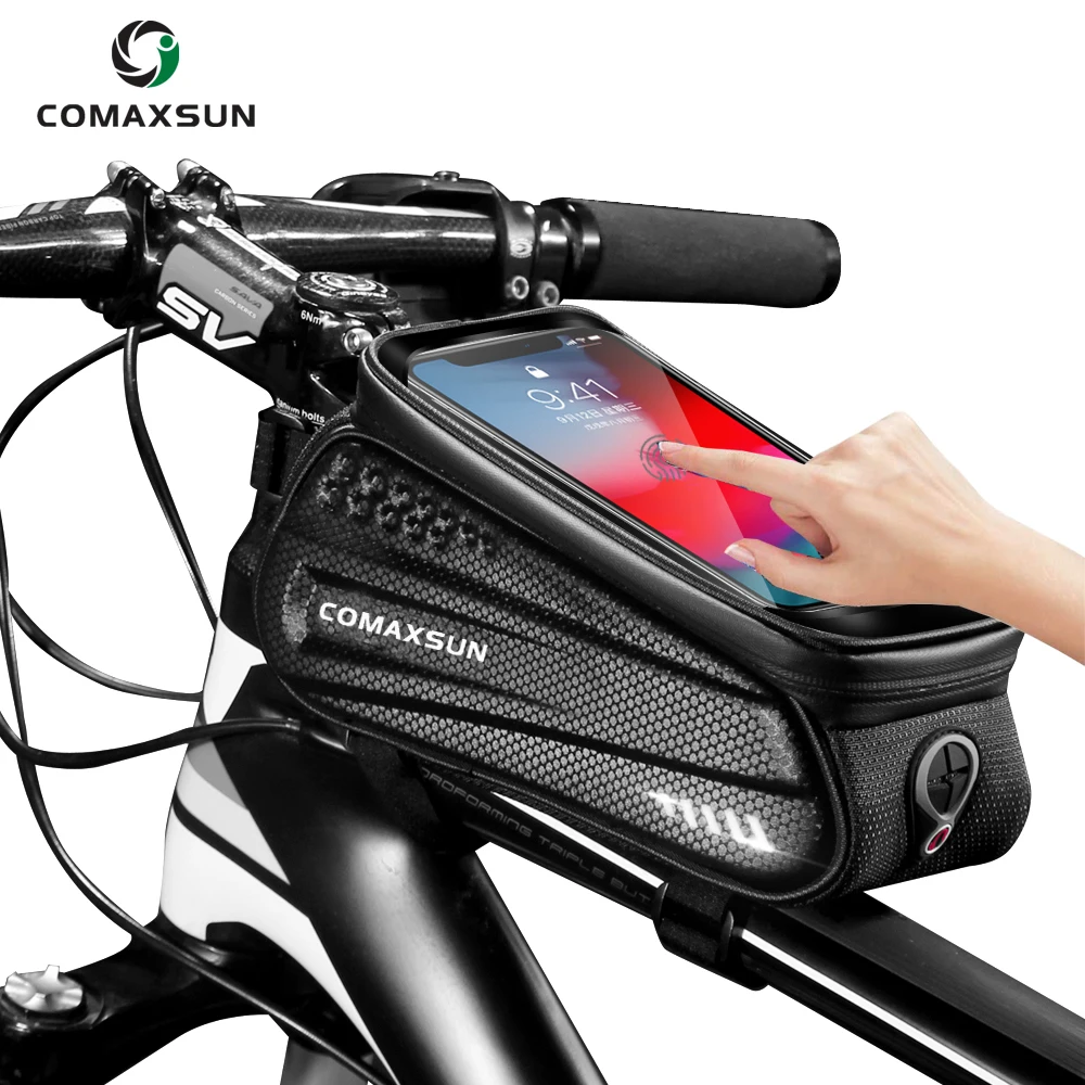 COMAXSUN Dviračio Krepšys, atsparus Vandeniui Rėmas Priekiniai Top Tube Dviračių Maišelį Atspindintis 6.5 Telefono dėklas Touchscreen Maišelį MTB Bike Accessories