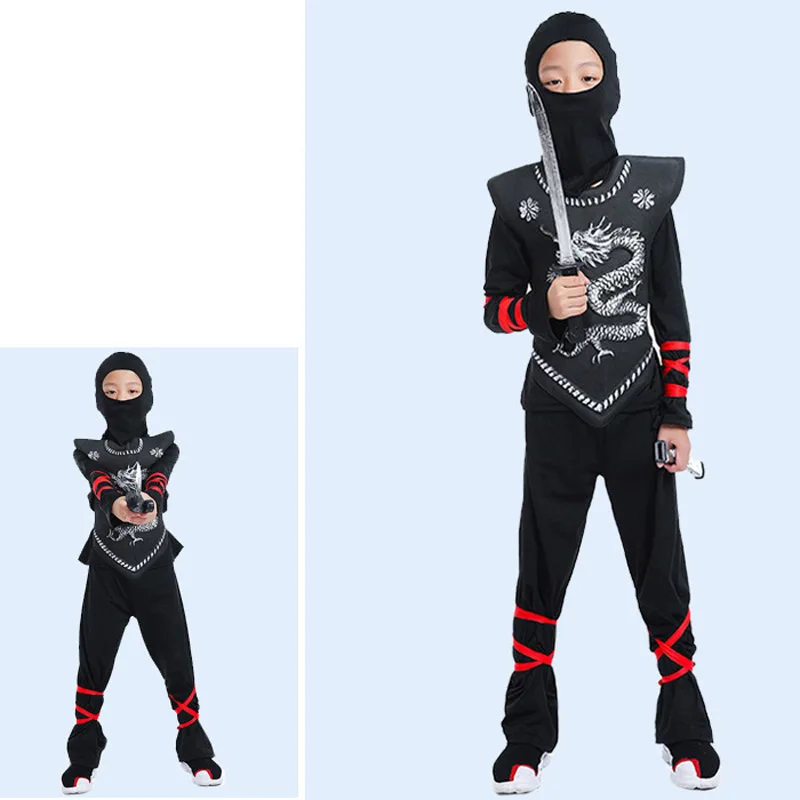 Berniukas vaikas Halloween Kostiumai Cosplay juodasis drakonas, Kovos Menų Ninja Kostiumai Vaikams Dekoracijos Atsargos Kario Uniformos