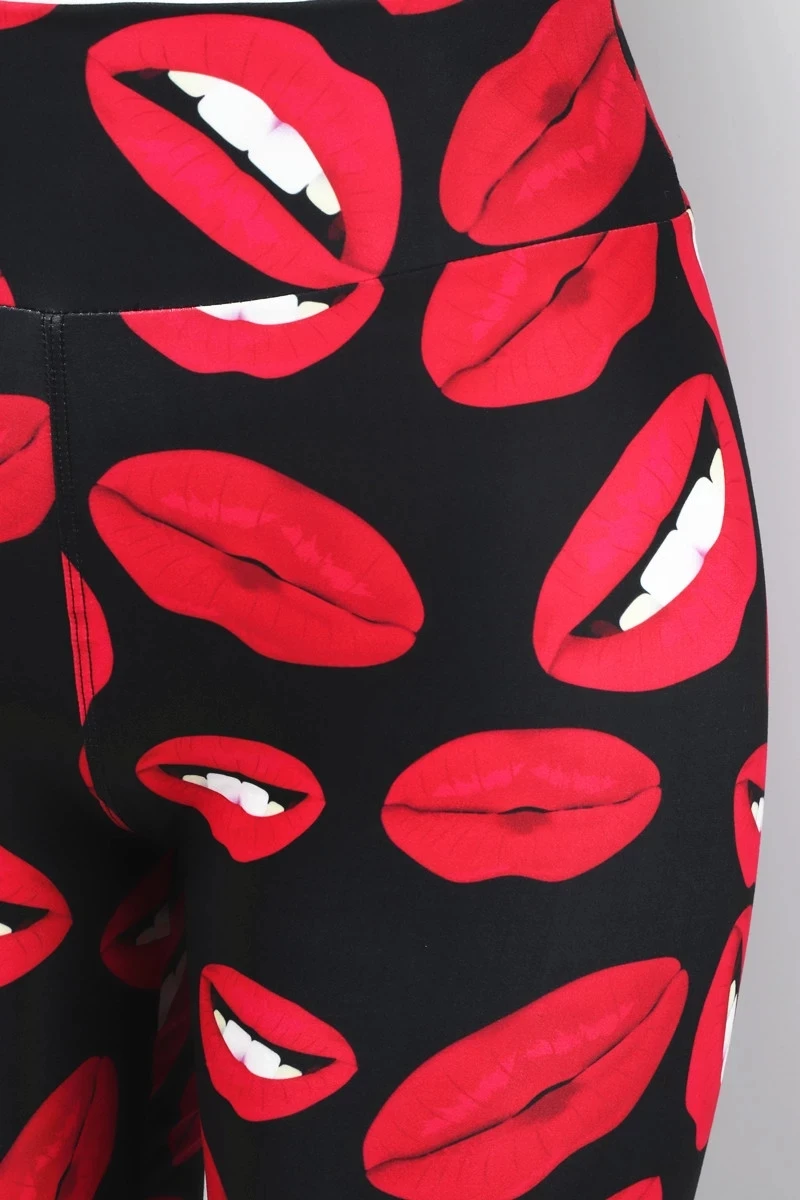 Naujas 230gsm sviestinis super minkštas seksualus fitneso kelnės ruožas geros kokybės mama dukra populiarus raudonų lūpų antblauzdžiai