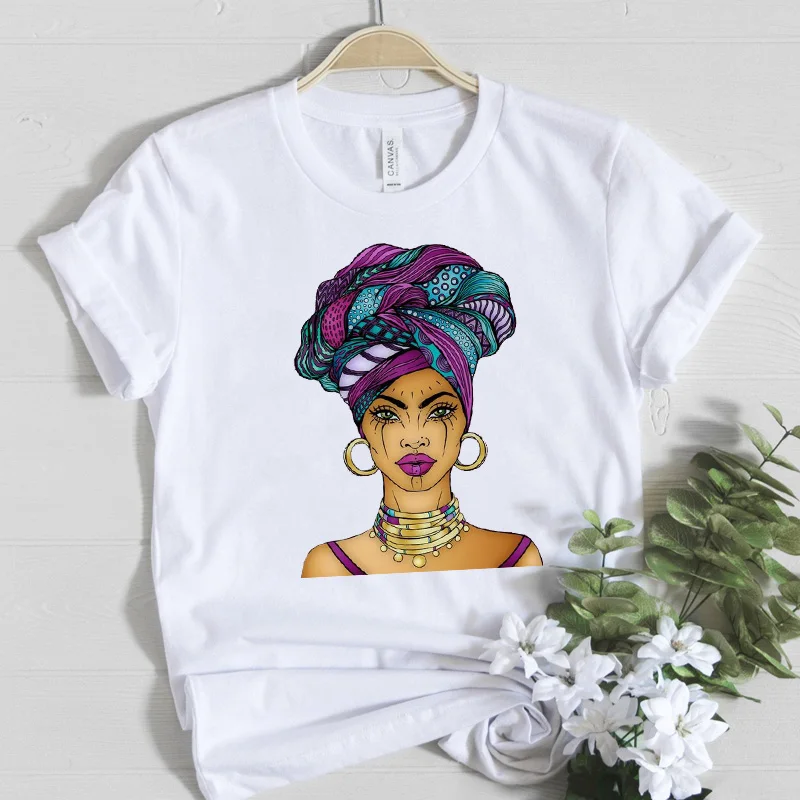 Estetinės Afrikos Moterų Graphic t shirt Juoda Melanino Karalienė Moterų marškinėliai Gražus Afrikos Mergina Tee marškinėliai Femme Šukuotinės Medvilnės