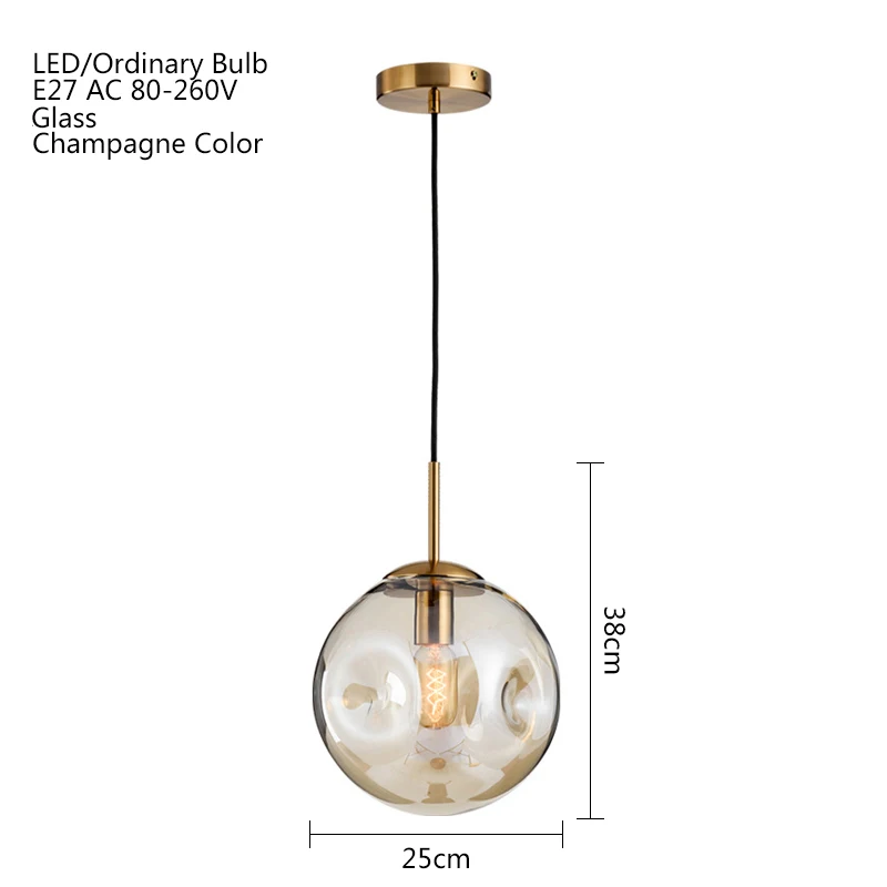 Šiuolaikinės loft stiklo rutulį pakabukas šviesos diodų (LED) E27 Šiaurės kabo lempa su 2 spalvų kambarį restoranas, miegamojo, virtuvės fojė