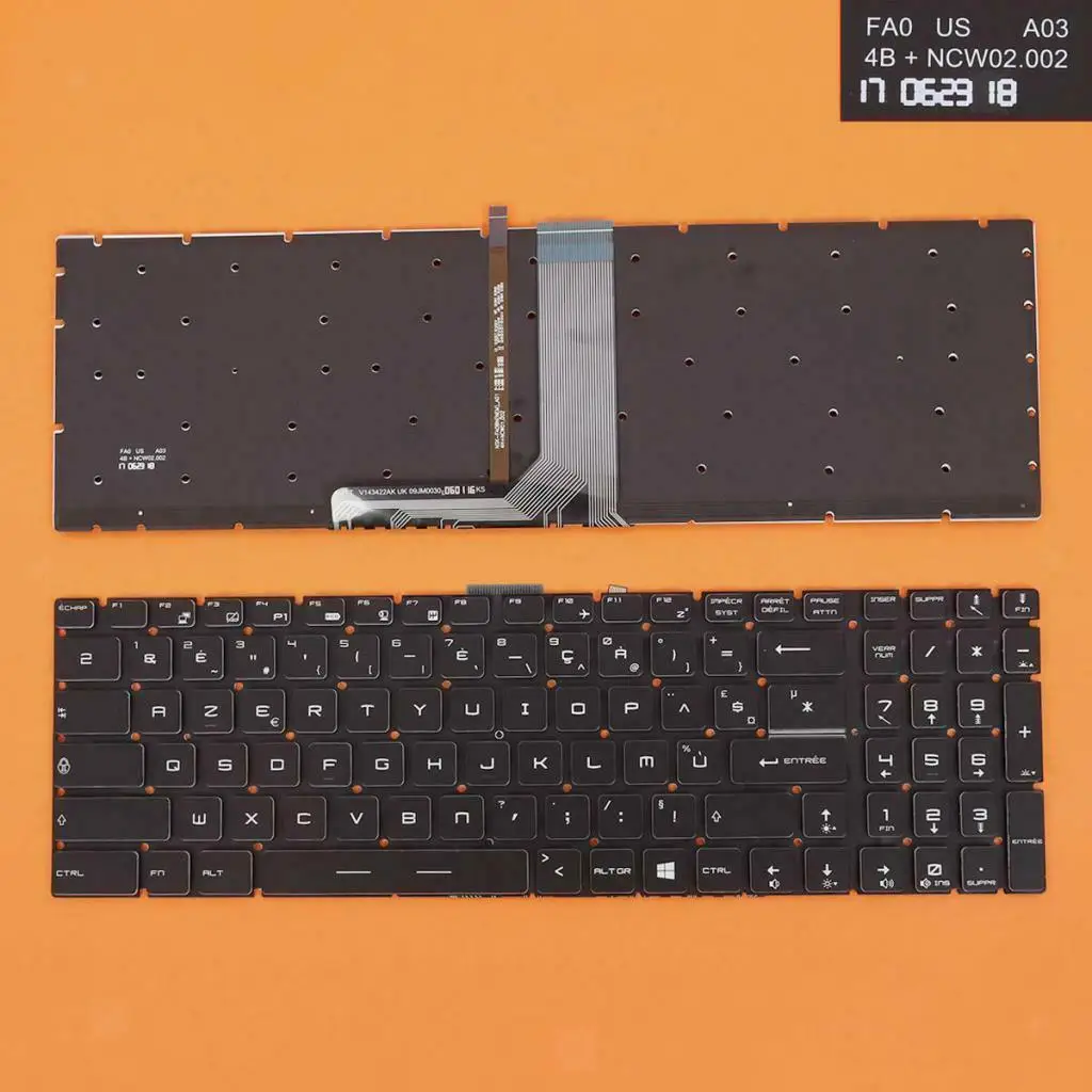 Nešiojamojo kompiuterio Klaviatūra FR AZERTY su Apšvietimu, MSI GS60 GS70 GT72 GL72