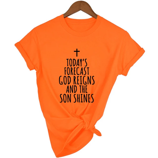 Šiandienos Prognozė Dievas Viešpatauja ir Sūnus Šviečia T-shirt Krikščionių Tikėjimą, Jėzus Marškinėlius Harajuku Viršuje Tee Streetwear Lašas Laivas