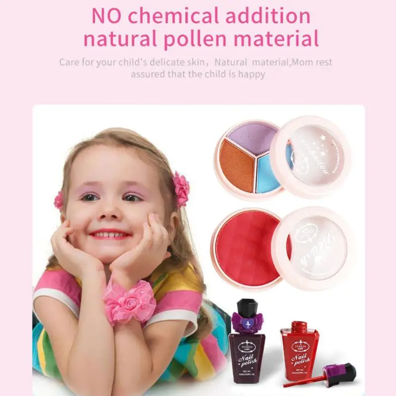 Galima skalbti Makiažas Lauke, Vaikų Mergaičių Predend Žaisti Kosmetikos Rinkinys Eyeshadow Blush Lipgloss Teptuku Žaislas, Ne Toksiškas