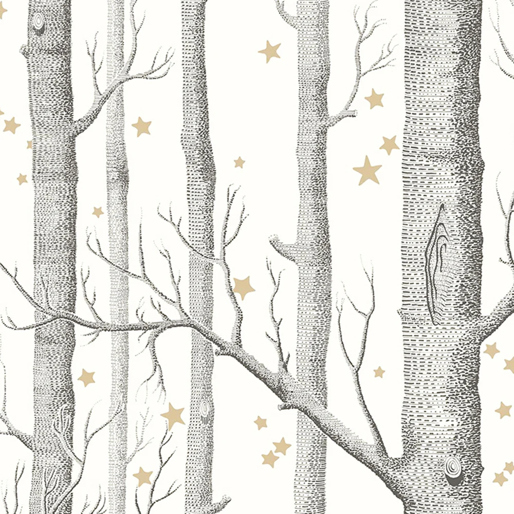 Balta Miško Beržo Medis su Žvaigždžių tapetai, medis Freskos Photowall 3d Papeete Gabalai skandinaviško stiliaus FLC46001