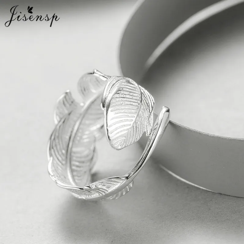 Jisensp Mados Lapų Dizainas 925 Sterling Silver Atidarymas Piršto Žiedai Moterims Lady Šaliai, Papuošalai Vynuogių Lapų Žiedas anillos