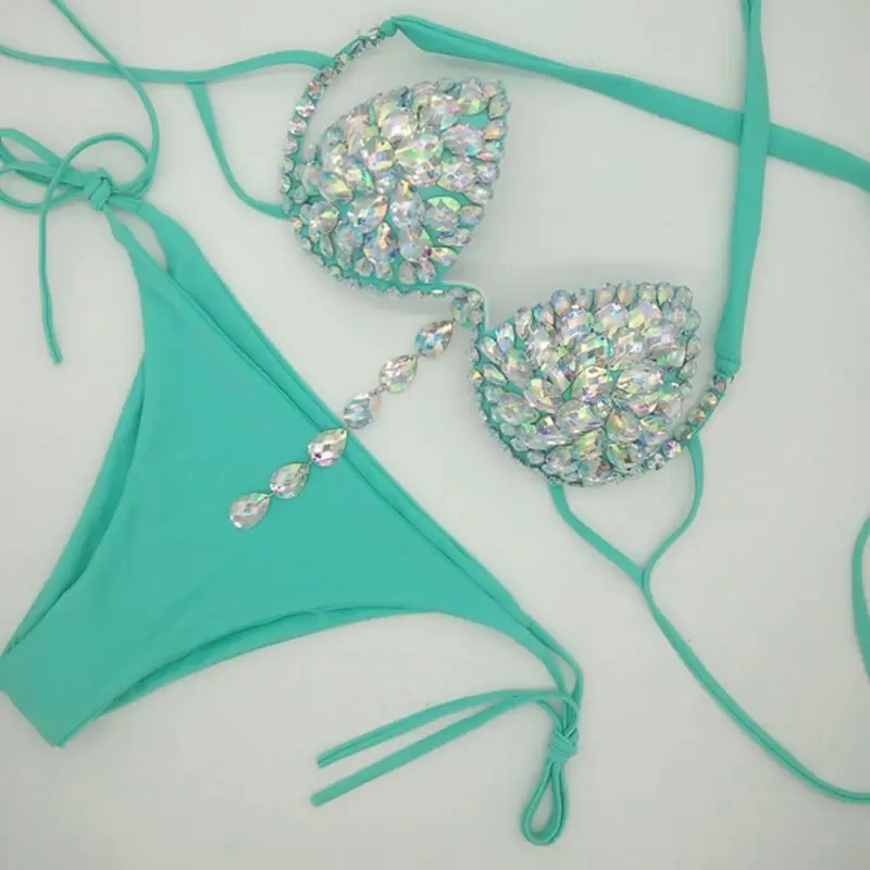 2019 venera atostogų diamond seksualių moterų bikini komplektas tvarstis maudymosi kostiumėliai, vientisos spalvos paplūdimio kalnų krištolas kristalų maudymosi kostiumėlį paplūdimio