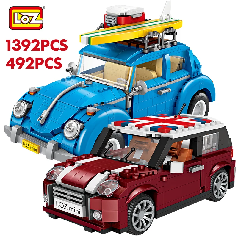 LOZ Technic Mini Blokai Transporto priemonės Assemable Švietimo Žaislai Vaikams Vabalas Creatored Policijos Sunkvežimis Automobilio Plytų Žaislai