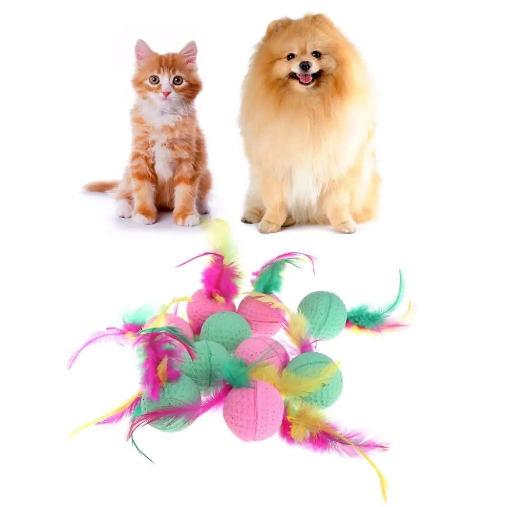 10 Vnt Pet Žaislas Latekso Kamuolius Spalvinga Kramtyti Katėms Šuniukas, Kačiukas, Minkštas putų spong kamuoliai