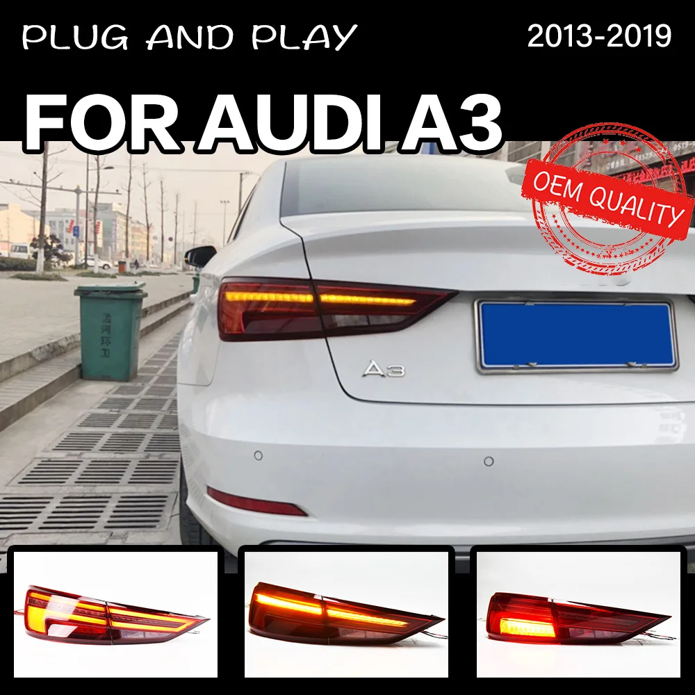 Automobilio Stilius užpakalinis žibintas, skirtas Audi A3 2013-2018 M. 2019 S3 žibintai žibintas galinis LED Signalas atbulinės eigos stovėjimo žibintai