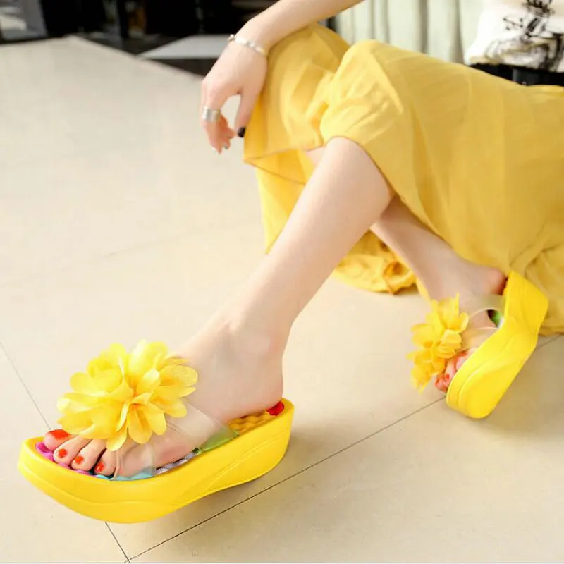 Vasaros Sandalai Pleištai Fifo Platformos Batai Šlepetės šlepetės sandalia Naujas Moterų Sandalai Mados Gėlių batai MM-92