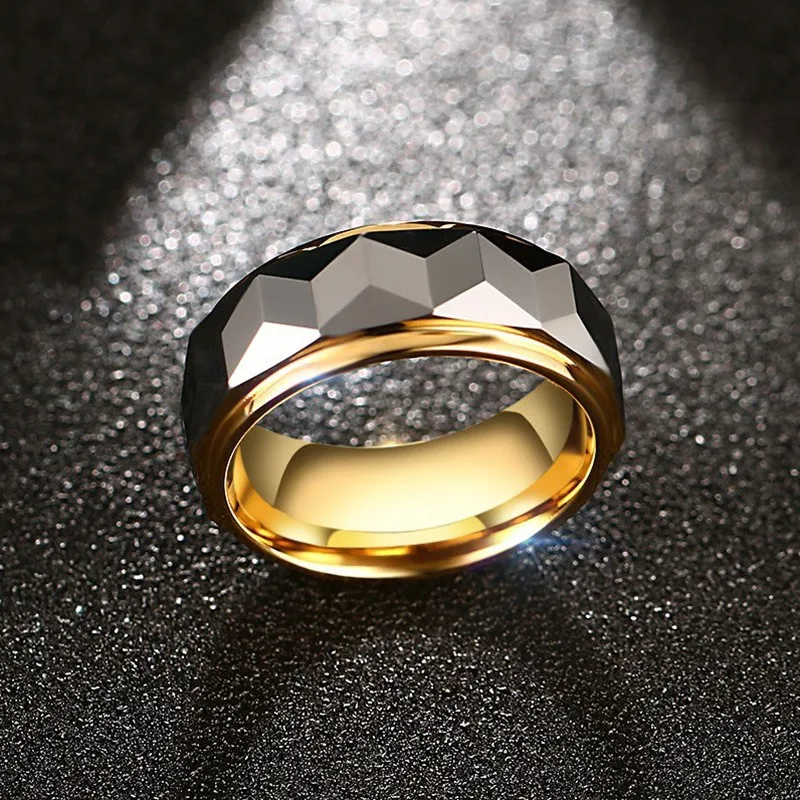 BOEYCJR Black& GoldColor Volframo Plieno, Dantytais Žiedais Mados Juvelyrika Žiedai Vyrams Žiedas Dovana anillo anneau