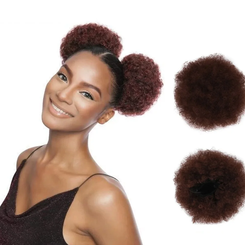 6inch Aukštos Afro Sluoksniuotos Sintetinių Plaukų Bun Chignon Hairpiece Moterų Raišteliu plaukai surišti į uodegą Keistą Garbanotas Įrašą Plėtiniai