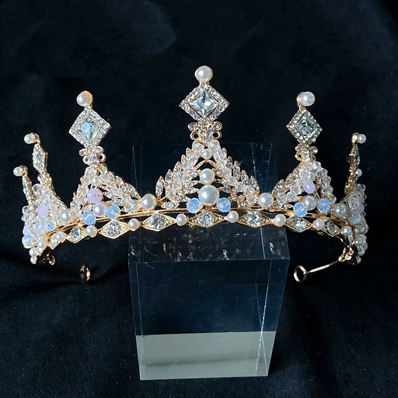 2020 M. Europos Elegantiškas Aukso Krištolo Karalienė Didelis Karūna Nuotakos Šukuosena Vestuvių Suknelė, Karūna Priedai