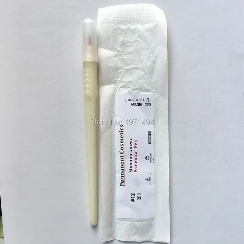 Aukščiausios kokybės 50pcs permanentinis makiažas balti vienkartiniai microblading rašikliai Su 7/12/14/17/18U smeigtukai, adatos Siuvinėjimui peiliukai